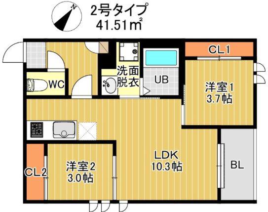 REGALEST MAPLE(2LDK/1階)の間取り写真