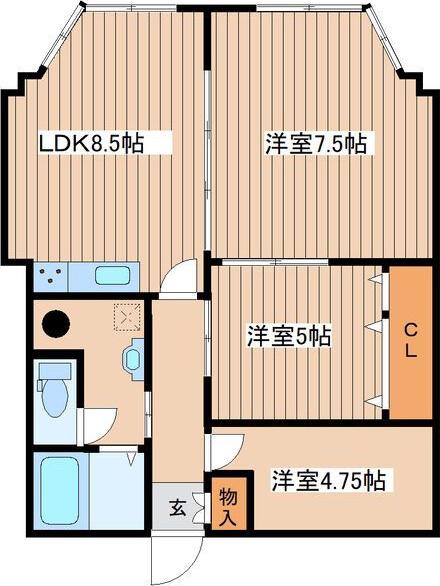 カルチェド札幌(3LDK/5階)の間取り写真