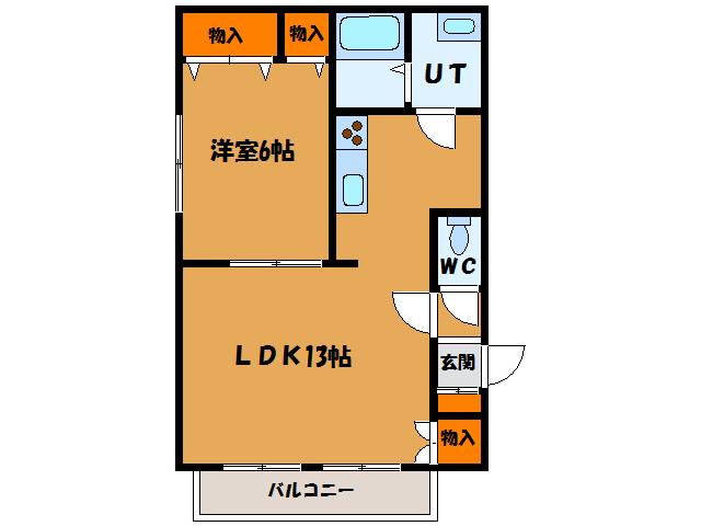 リベア的場(1LDK/1階)の間取り写真