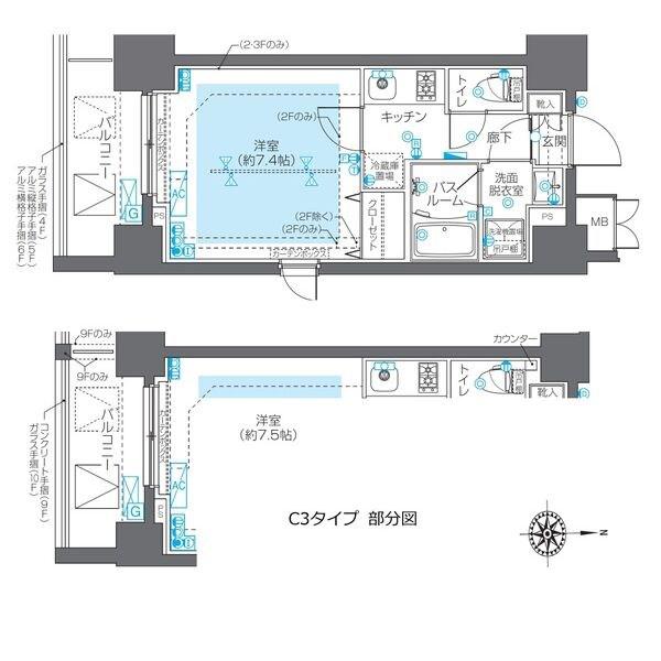 ZOOM江坂公園(1K/10階)の間取り写真