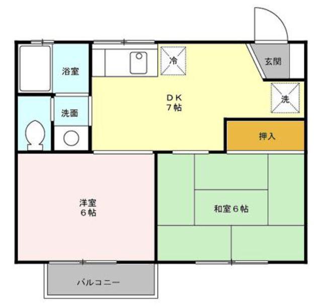 コスモクレールII(2DK/1階)の間取り写真