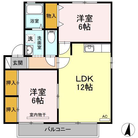 ハイカムール米山A(2LDK/2階)の間取り写真