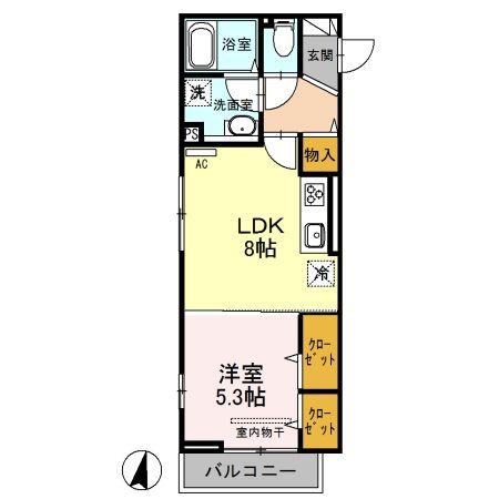 コスモス(1LDK/3階)の間取り写真