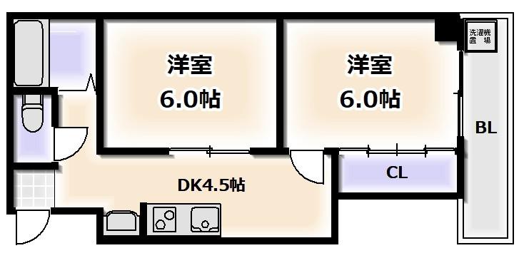 パラッツオF(2DK/2階)の間取り写真
