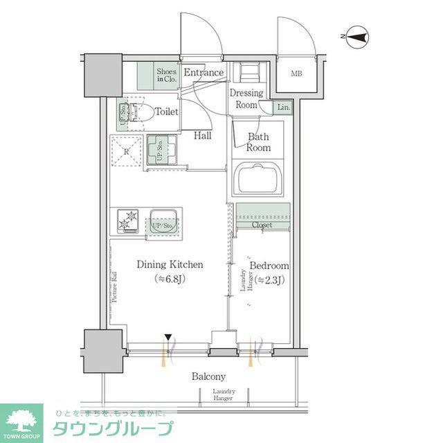 ワンルーフレジデンス錦糸町(1DK/2階)の間取り写真