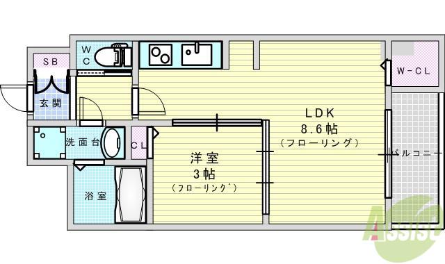 SEST新大阪(1LDK/10階)の間取り写真