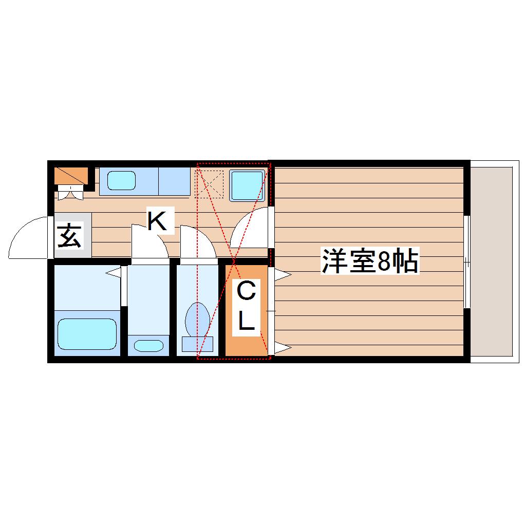 プチシャトー黒松(1K/1階)の間取り写真