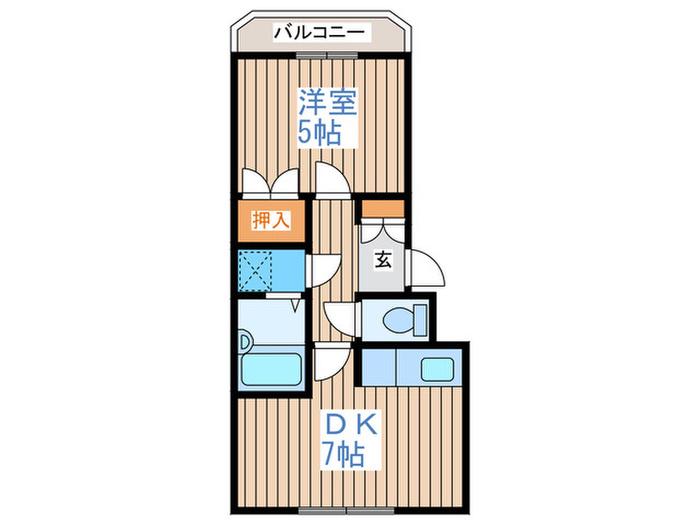 リバティー西町(1DK/1階)の間取り写真