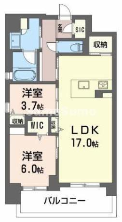 アルブラン京町堀(2LDK/7階)の間取り写真