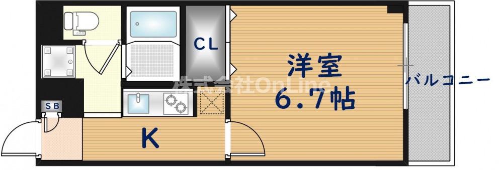 アンプルールフェール寿(1K/1階)の間取り写真