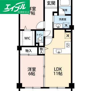 シャルム倉敷(2LDK/1階)の間取り写真