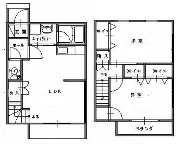 シャン・ド・フルール B(2LDK/1階)の間取り写真