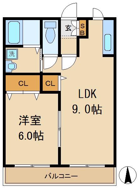 FLOURISH(1LDK/1階)の間取り写真
