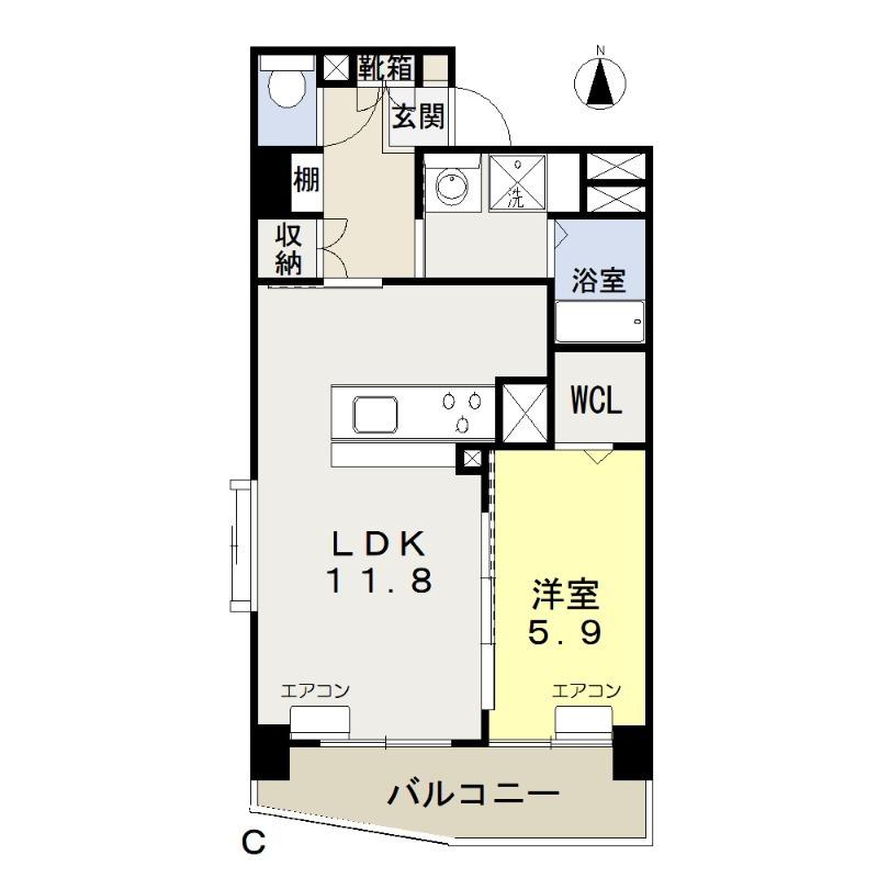 アリビオ高柳(1LDK/4階)の間取り写真