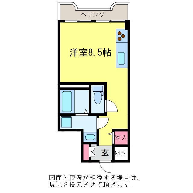 サンテラス石宮(ワンルーム/9階)の間取り写真