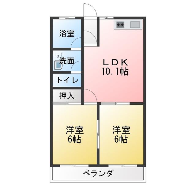 コーポラス井上 B(2LDK/2階)の間取り写真