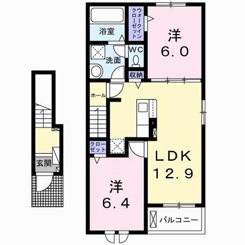 フェリーチェ(2LDK/2階)の間取り写真