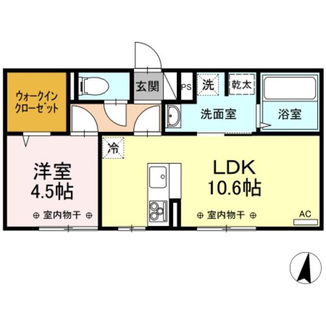 メゾン ド アンソレイエ(1LDK/2階)の間取り写真