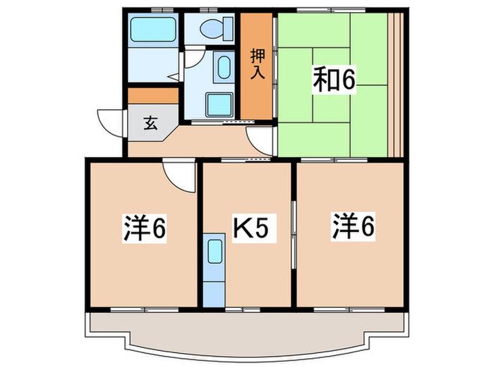 グリーンパレス(3K/1階)の間取り写真
