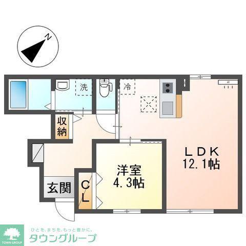 シャンパーニュ北越谷(1LDK/1階)の間取り写真