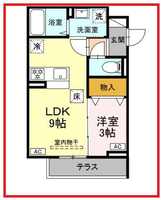 グラナーデ扇I C(1LDK/1階)の間取り写真