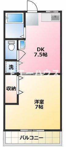 きよし荘(1DK/2階)の間取り写真