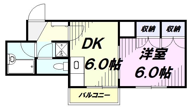 ウエストビレッジ91(1DK/2階)の間取り写真