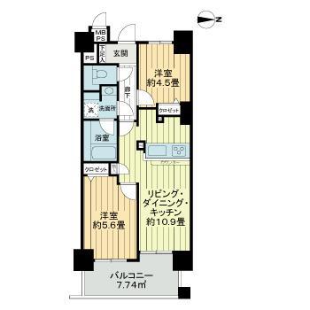 ライオンズマンション白金台(2LDK/2階)の間取り写真
