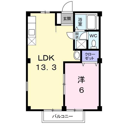 グリーンガーデン木太(1LDK/1階)の間取り写真