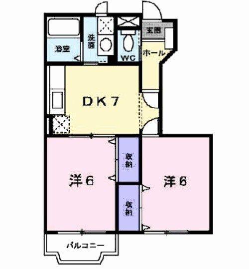 プラティークI(2DK/1階)の間取り写真