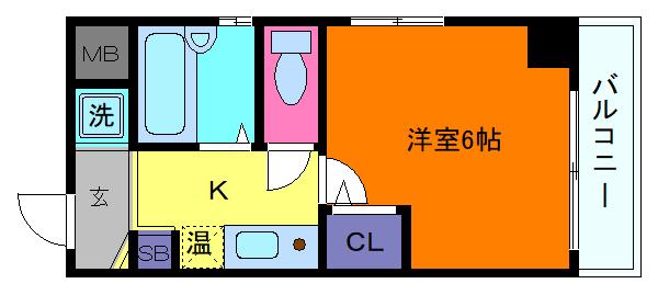 ノモズヴィレッジ(1K/6階)の間取り写真