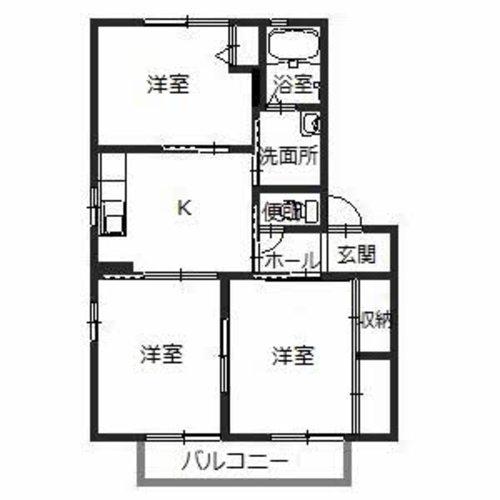 フレグランス今市II(3K/2階)の間取り写真