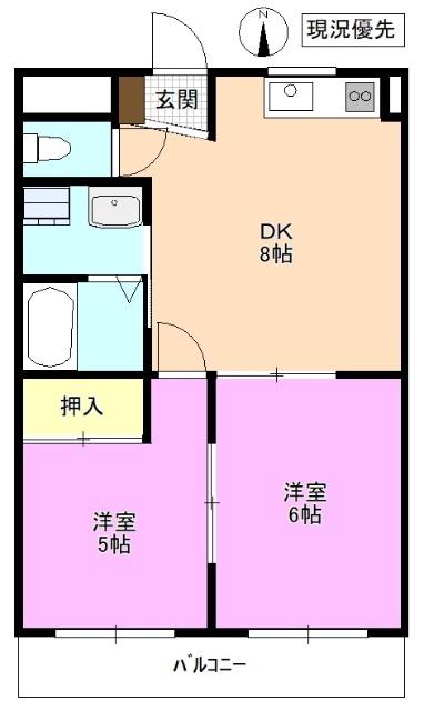アーク松本レジデンス(2DK/4階)の間取り写真