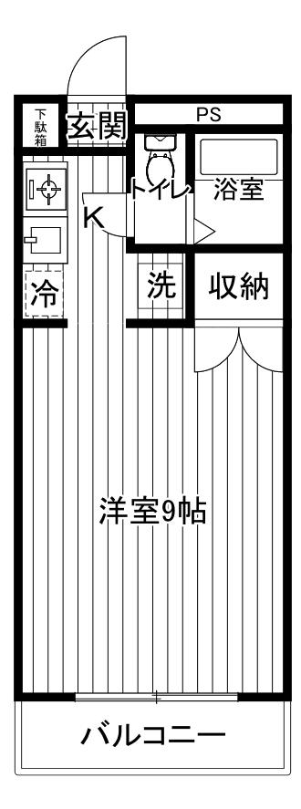 H.SマンションI(1K/1階)の間取り写真