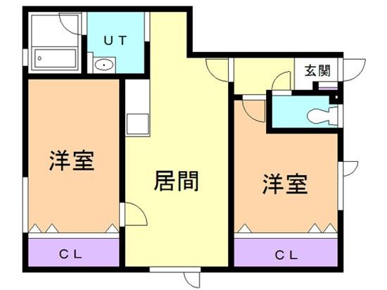 ハピネス(2LDK/3階)の間取り写真