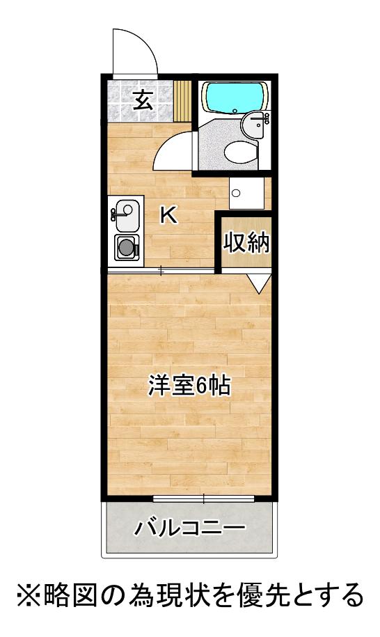 レトア2(1K/1階)の間取り写真