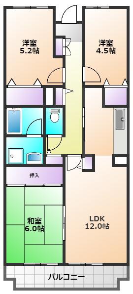プレジデント ミタマ(3LDK/2階)の間取り写真