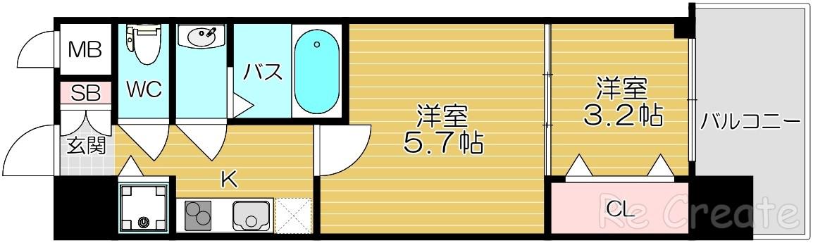 S-RESIDENCE日本橋QUALIER(2K/11階)の間取り写真