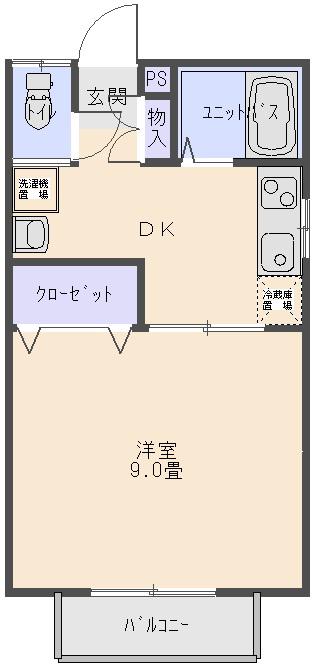 オメガハウス(1DK/1階)の間取り写真