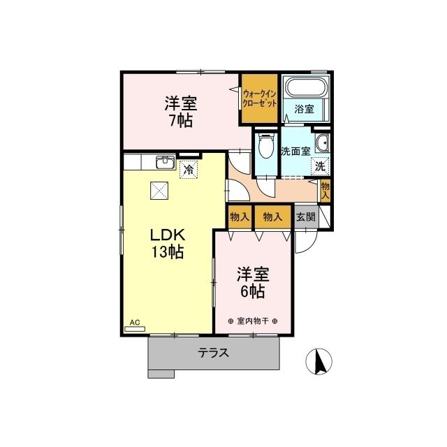 D-ROOM ピュアタウン(2LDK/2階)の間取り写真