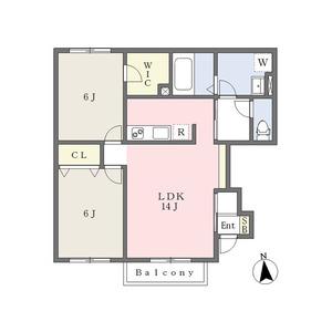 クラージュ(2LDK/1階)の間取り写真