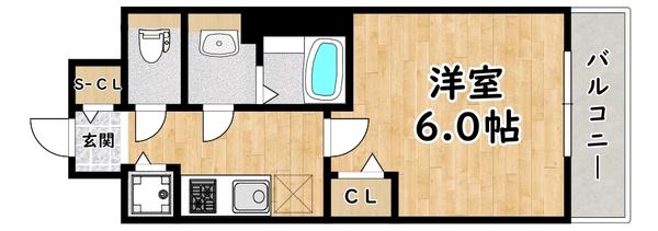 プレサンス塚本駅前(1K/15階)の間取り写真