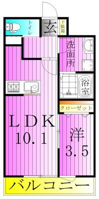 リーブルファイン谷在家(1LDK/2階)の間取り写真