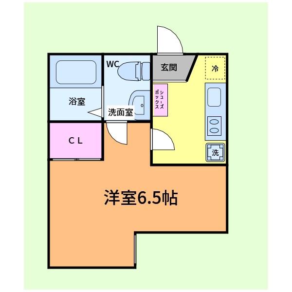 ベイルーム六浦B棟(1K/2階)の間取り写真