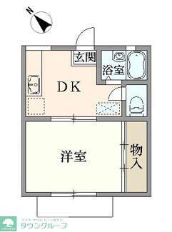 パークピュア小宮 IIB(1K/1階)の間取り写真