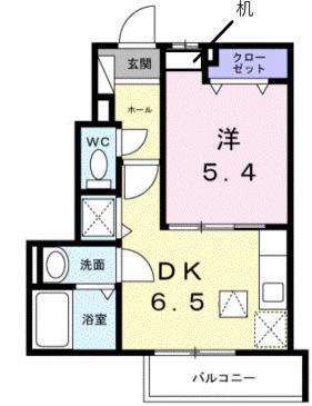 フェリシオフリーデ(1DK/1階)の間取り写真