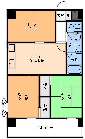 レジデンス松本(3LDK/2階)の間取り写真