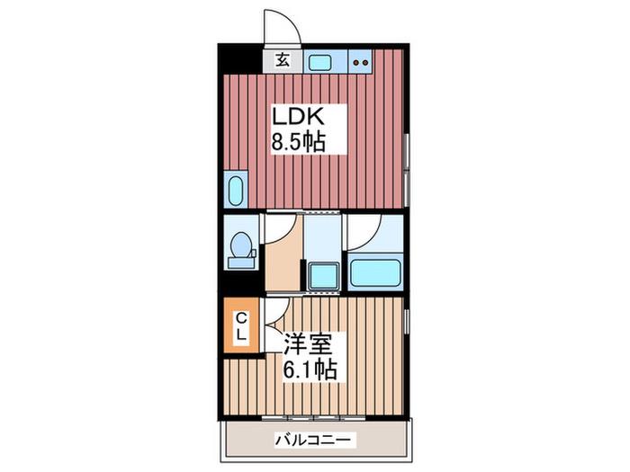 THE ORCHARD YAHATA B棟(1LDK/1階)の間取り写真