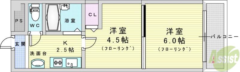 メゾネットフジ(2K/4階)の間取り写真