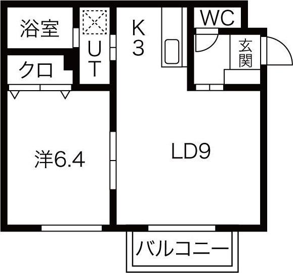 プレミエール平岸26(1LDK/2階)の間取り写真